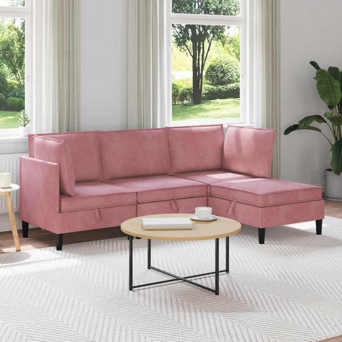 Set de mobilier pentru living cu pernă 4 pcs Roz Catifea WALTI