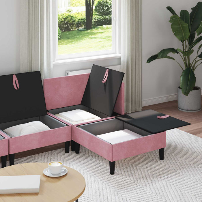 Set de mobilier pentru living cu pernă 4 pcs Roz Catifea WALTI