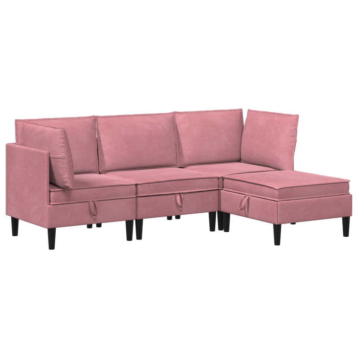 Set de mobilier pentru living cu pernă 4 pcs Roz Catifea WALTI