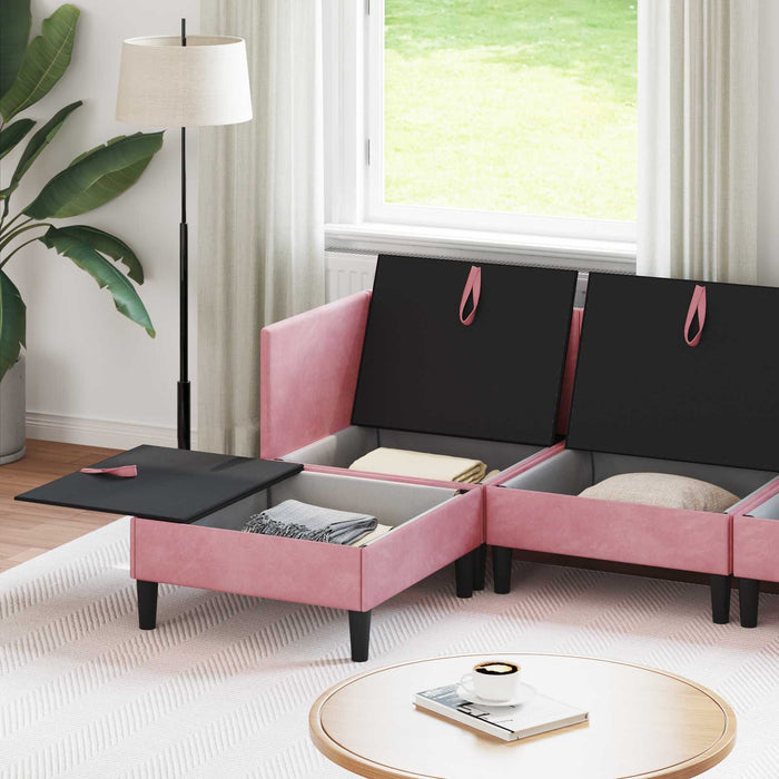 Set de mobilier pentru living cu pernă 5 pcs Roz Catifea WALTI
