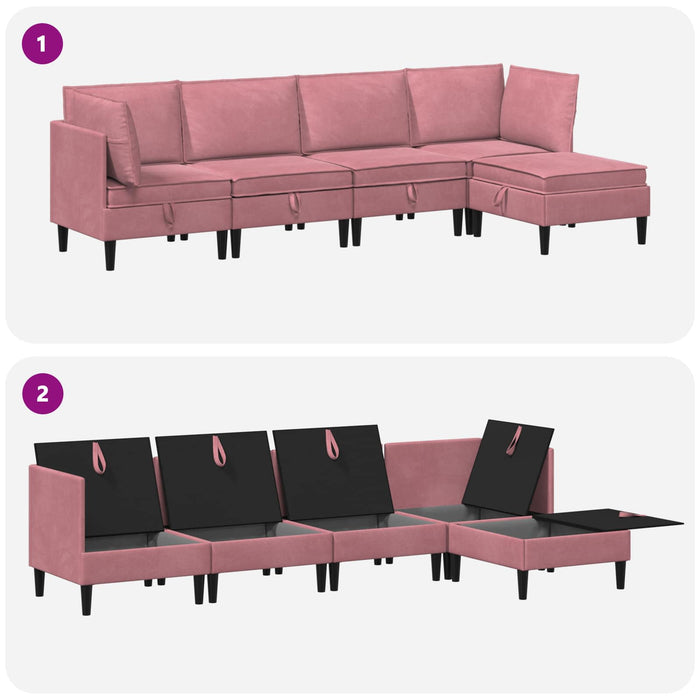 Set de mobilier pentru living cu pernă 5 pcs Roz Catifea WALTI