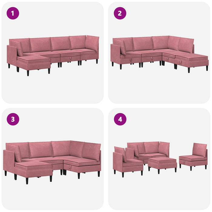 Set de mobilier pentru living cu pernă 5 pcs Roz Catifea WALTI