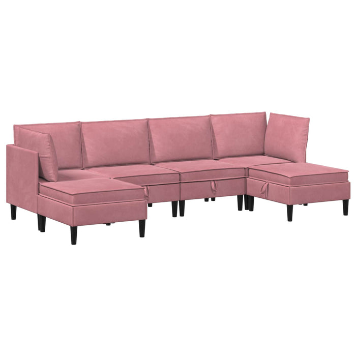 Set de mobilier pentru living cu pernă 6 pcs Roz Catifea WALTI