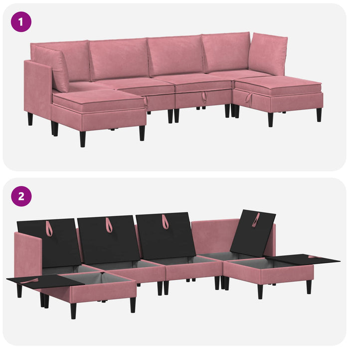 Set de mobilier pentru living cu pernă 6 pcs Roz Catifea WALTI