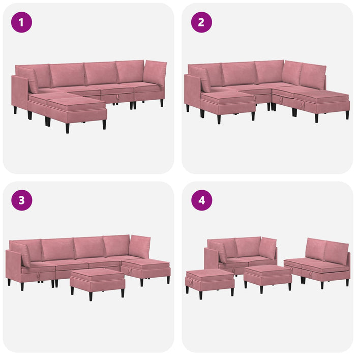 Set de mobilier pentru living cu pernă 6 pcs Roz Catifea WALTI