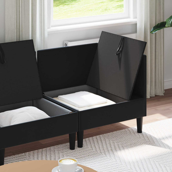 Set de mobilier pentru living cu pernă 3 pcs Negru Catifea WALTI