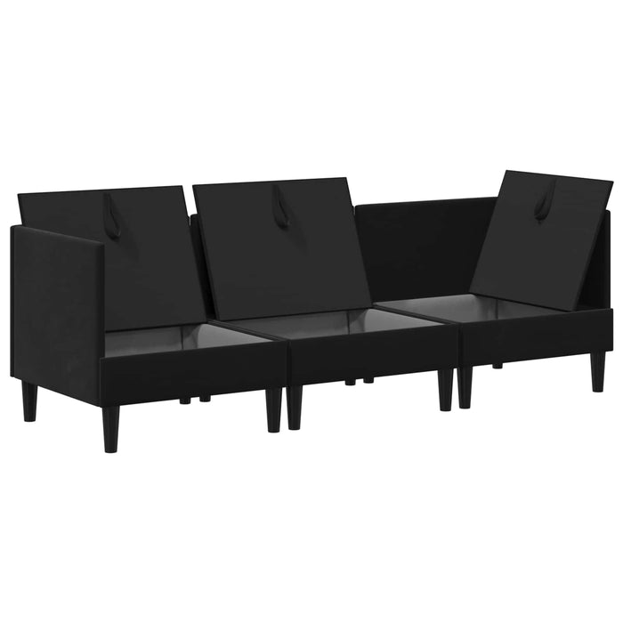 Set de mobilier pentru living cu pernă 3 pcs Negru Catifea WALTI