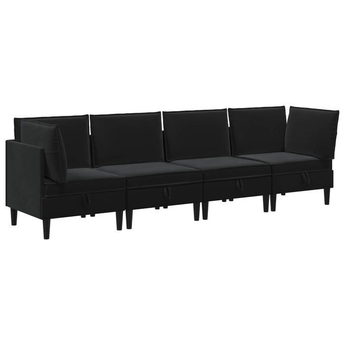 Set de mobilier pentru living cu pernă 4 pcs Negru Catifea WALTI