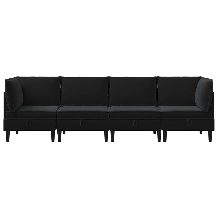 Set de mobilier pentru living cu pernă 4 pcs Negru Catifea WALTI