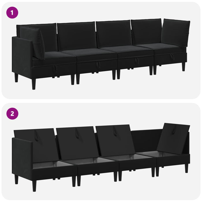 Set de mobilier pentru living cu pernă 4 pcs Negru Catifea WALTI