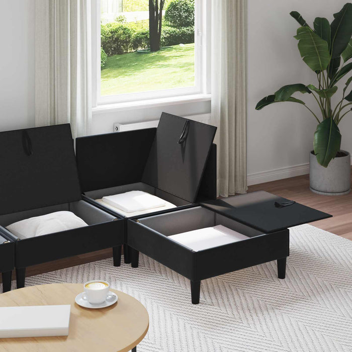 Set de mobilier pentru living cu pernă 4 pcs Negru Catifea WALTI