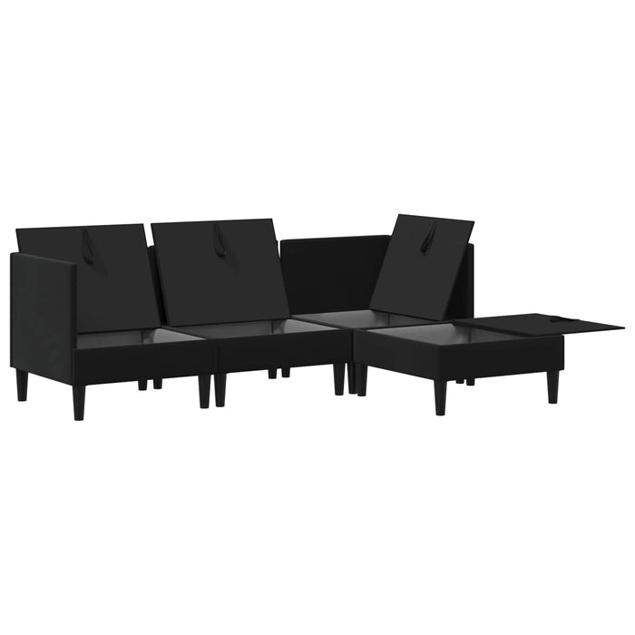 Set de mobilier pentru living cu pernă 4 pcs Negru Catifea WALTI