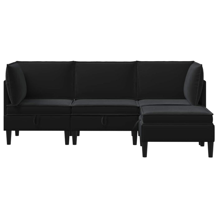 Set de mobilier pentru living cu pernă 4 pcs Negru Catifea WALTI