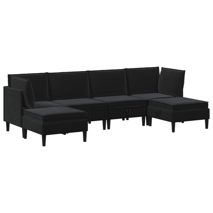 Set de mobilier pentru living cu pernă 6 pcs Negru Catifea WALTI