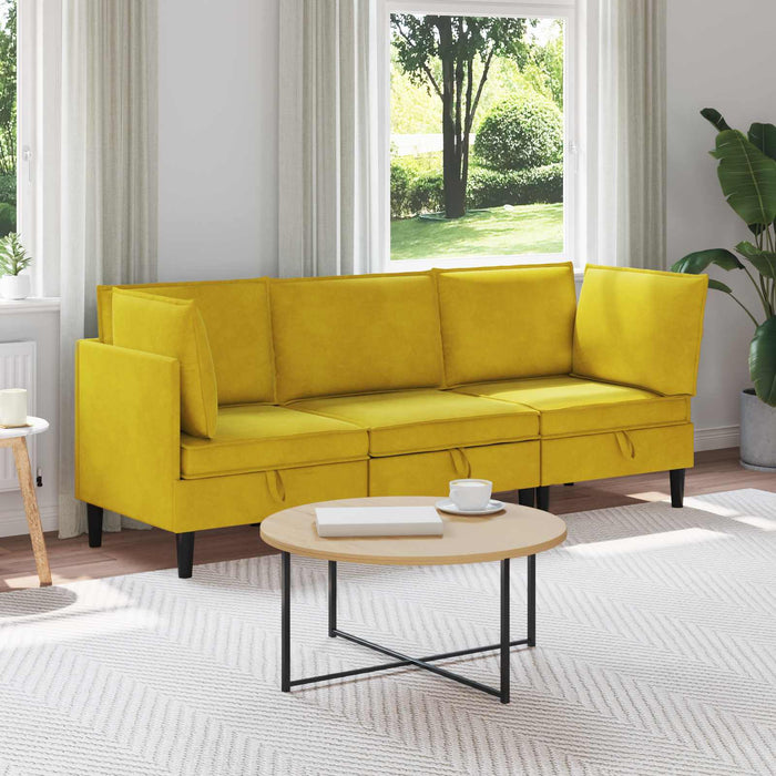 Set de mobilier pentru living cu pernă 3 pcs Galben Catifea WALTI