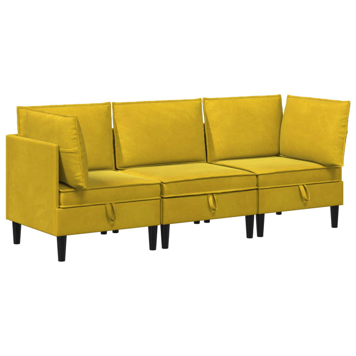 Set de mobilier pentru living cu pernă 3 pcs Galben Catifea WALTI