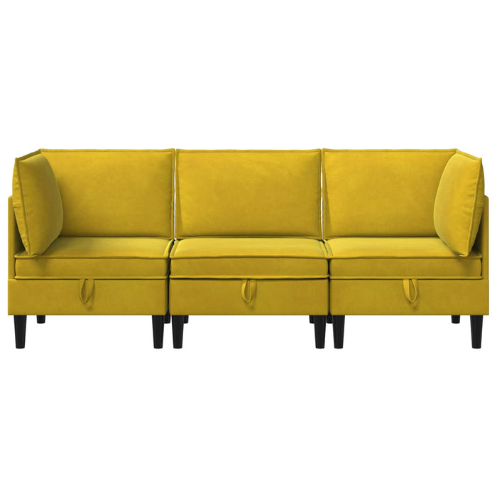 Set de mobilier pentru living cu pernă 3 pcs Galben Catifea WALTI