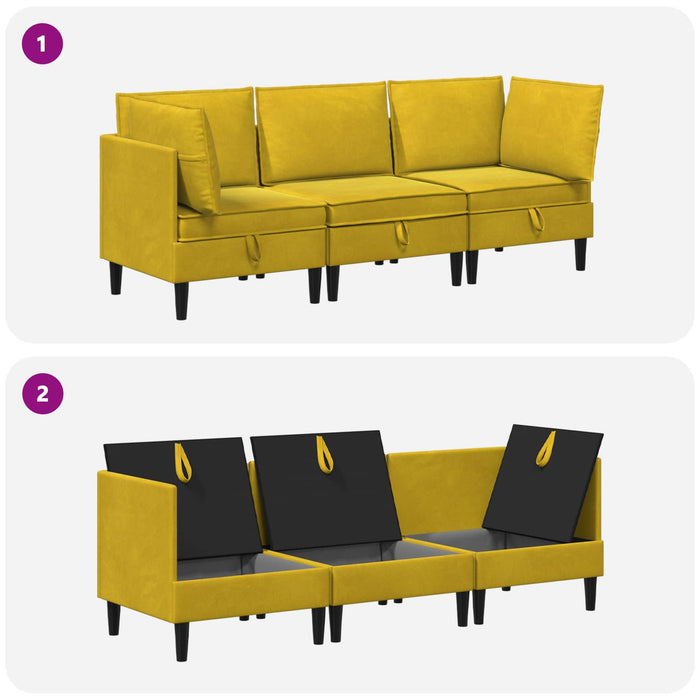 Set de mobilier pentru living cu pernă 3 pcs Galben Catifea WALTI