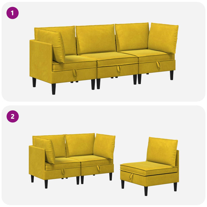 Set de mobilier pentru living cu pernă 3 pcs Galben Catifea WALTI