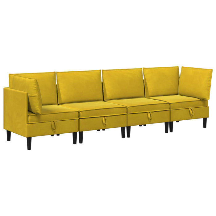 Set de mobilier pentru living cu pernă 4 pcs Galben Catifea WALTI
