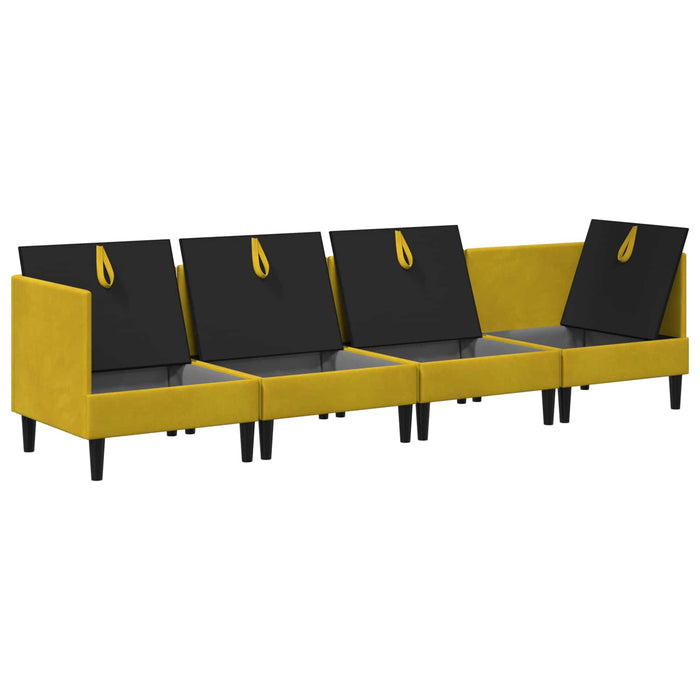 Set de mobilier pentru living cu pernă 4 pcs Galben Catifea WALTI
