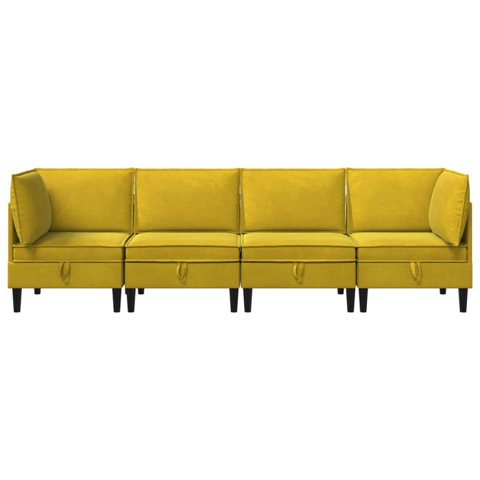 Set de mobilier pentru living cu pernă 4 pcs Galben Catifea WALTI