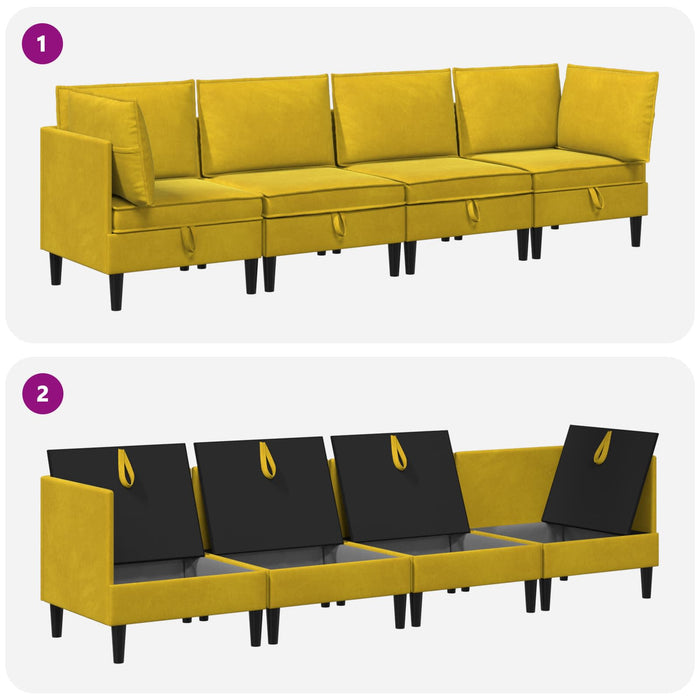 Set de mobilier pentru living cu pernă 4 pcs Galben Catifea WALTI