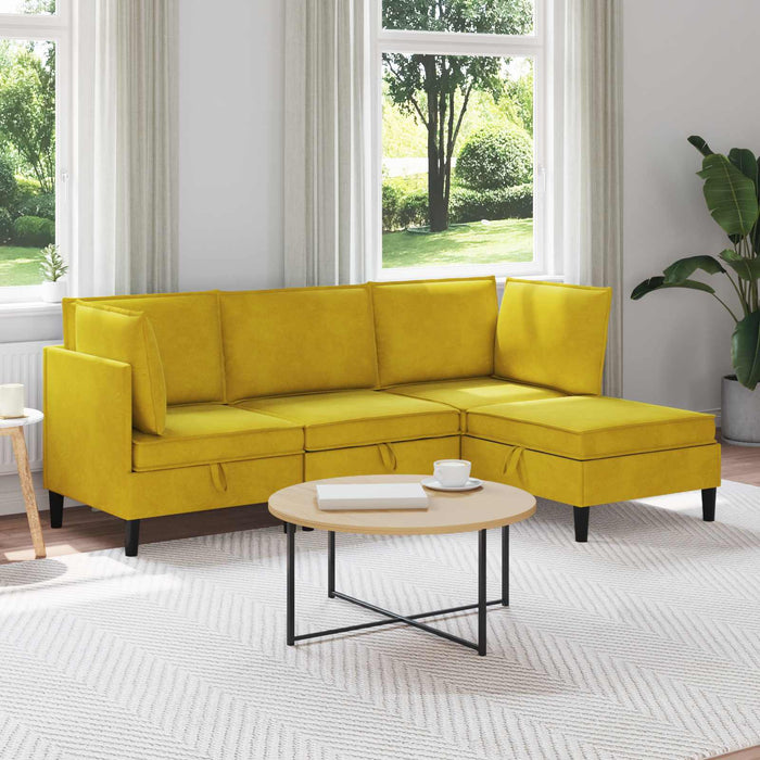 Set de mobilier pentru living cu pernă 4 pcs Galben Catifea WALTI