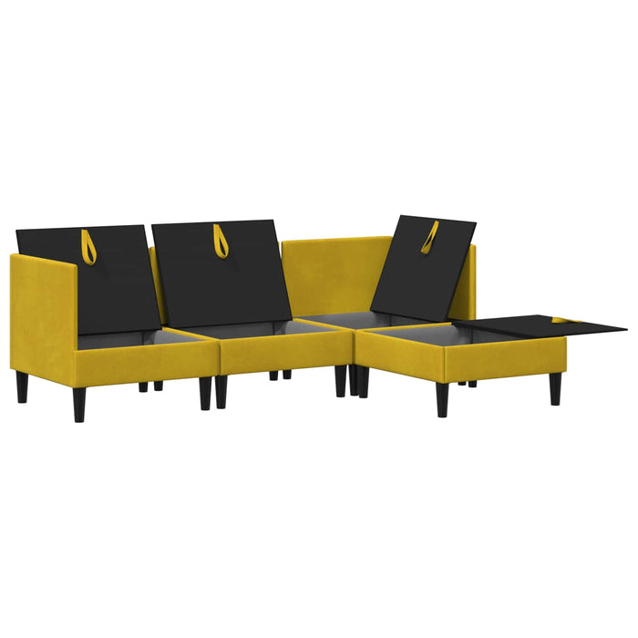 Set de mobilier pentru living cu pernă 4 pcs Galben Catifea WALTI