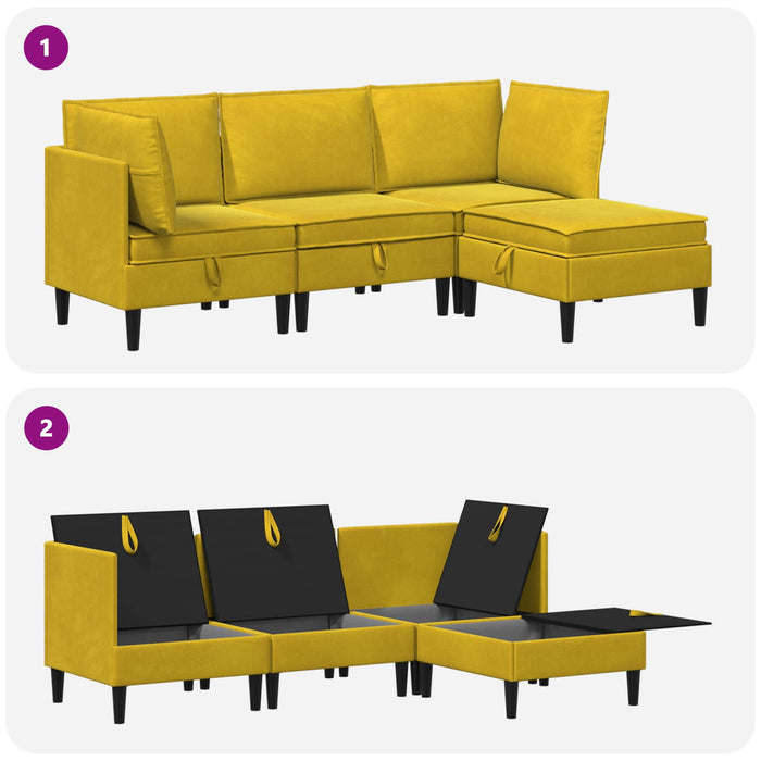 Set de mobilier pentru living cu pernă 4 pcs Galben Catifea WALTI