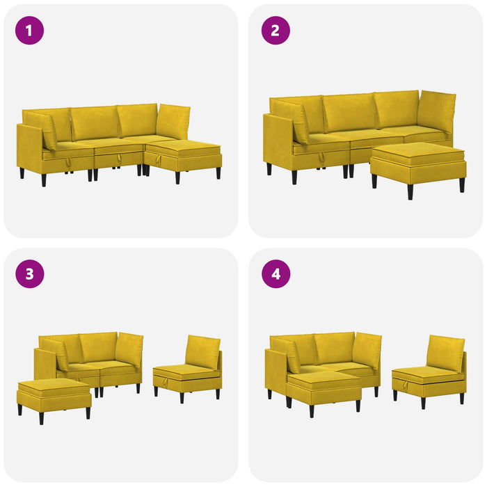 Set de mobilier pentru living cu pernă 4 pcs Galben Catifea WALTI