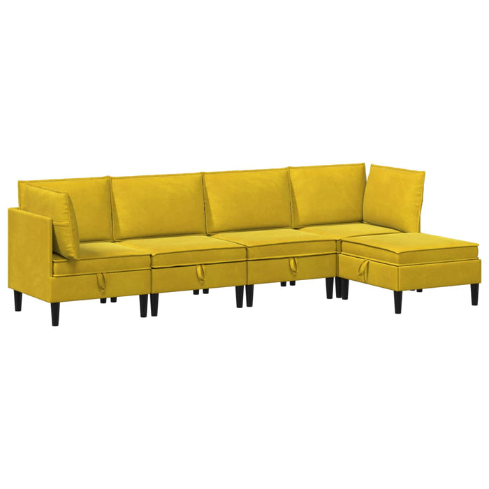 Set de mobilier pentru living cu pernă 5 pcs Galben Catifea WALTI