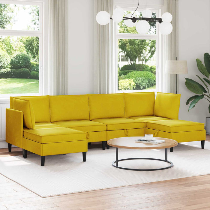 Set de mobilier pentru living cu pernă 6 pcs Galben Catifea WALTI
