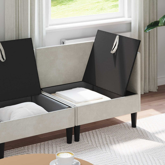 Set de mobilier pentru living cu pernă 3 pcs Crem Catifea WALTI