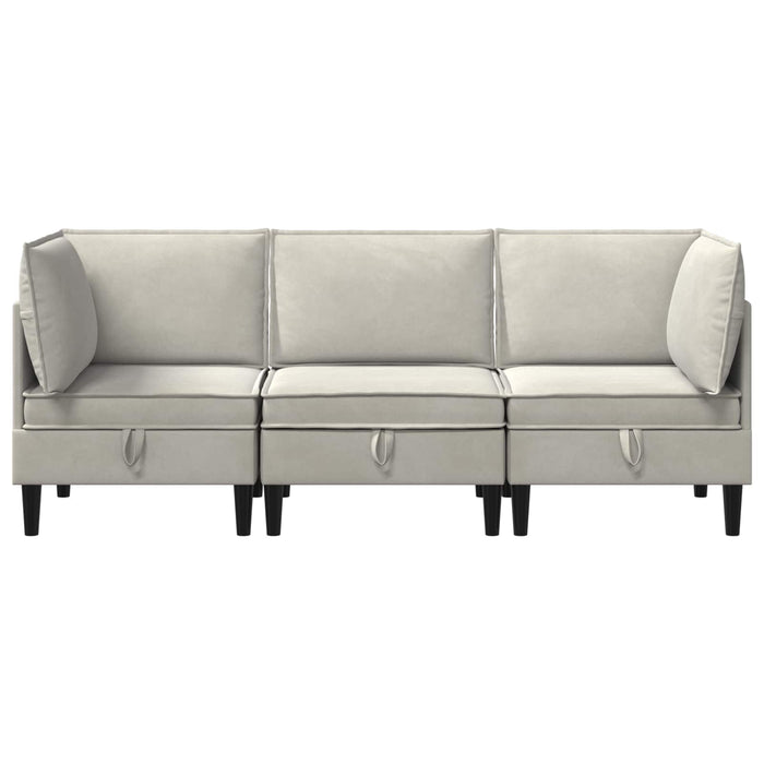 Set de mobilier pentru living cu pernă 3 pcs Crem Catifea WALTI