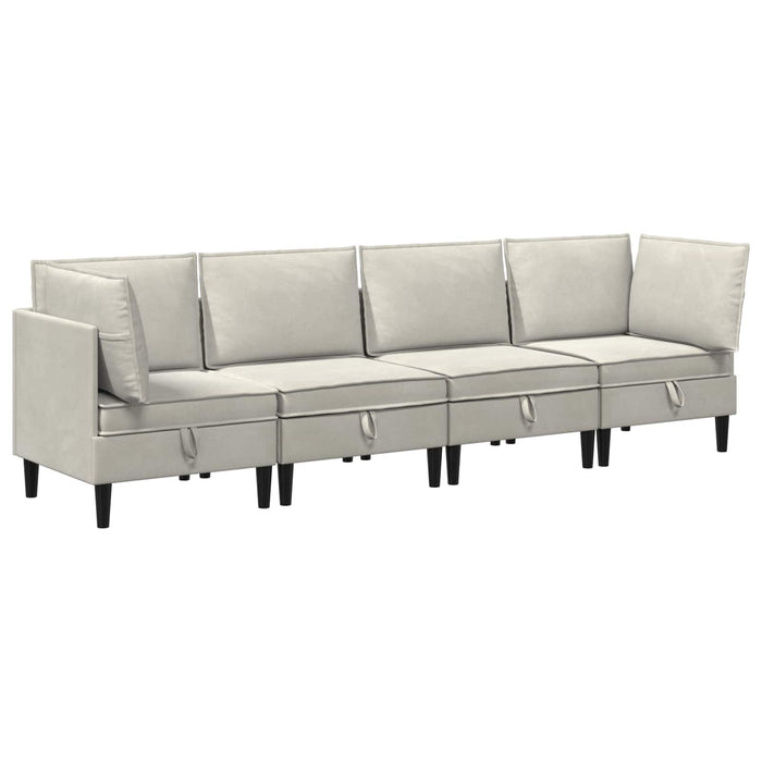 Set de mobilier pentru living cu pernă 4 pcs Crem Catifea WALTI