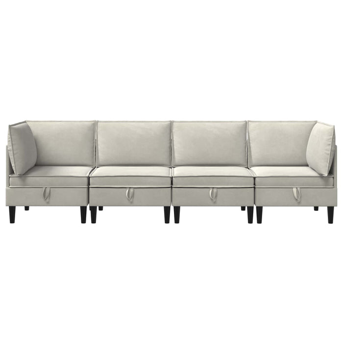 Set de mobilier pentru living cu pernă 4 pcs Crem Catifea WALTI