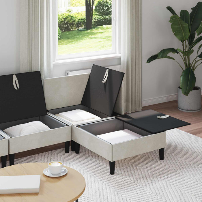 Set de mobilier pentru living cu pernă 4 pcs Crem Catifea WALTI