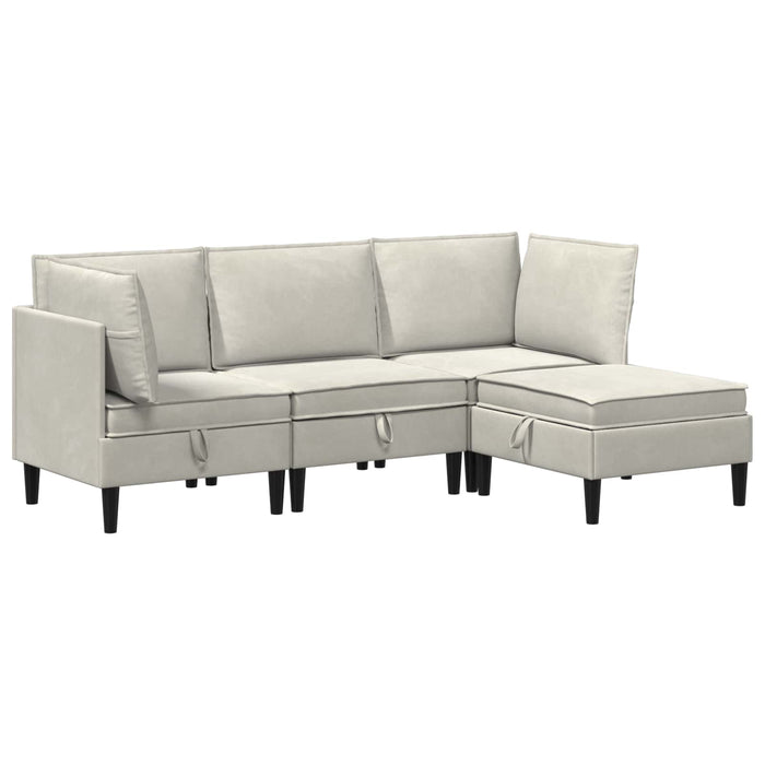 Set de mobilier pentru living cu pernă 4 pcs Crem Catifea WALTI
