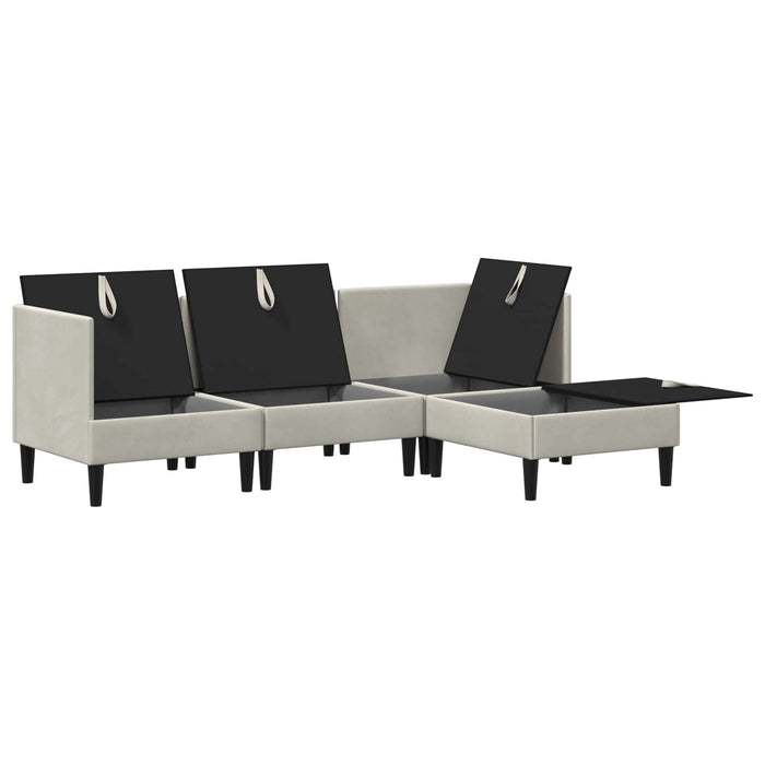 Set de mobilier pentru living cu pernă 4 pcs Crem Catifea WALTI