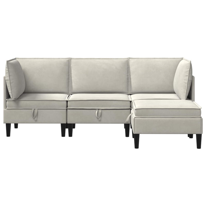 Set de mobilier pentru living cu pernă 4 pcs Crem Catifea WALTI