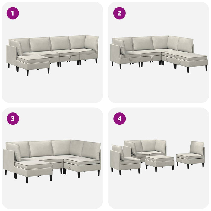 Set de mobilier pentru living cu pernă 5 pcs Crem Catifea WALTI