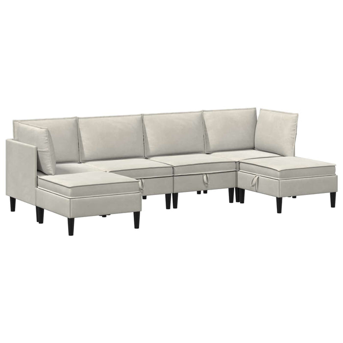 Set de mobilier pentru living cu pernă 6 pcs Crem Catifea WALTI