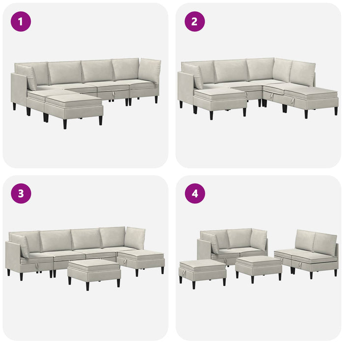 Set de mobilier pentru living cu pernă 6 pcs Crem Catifea WALTI
