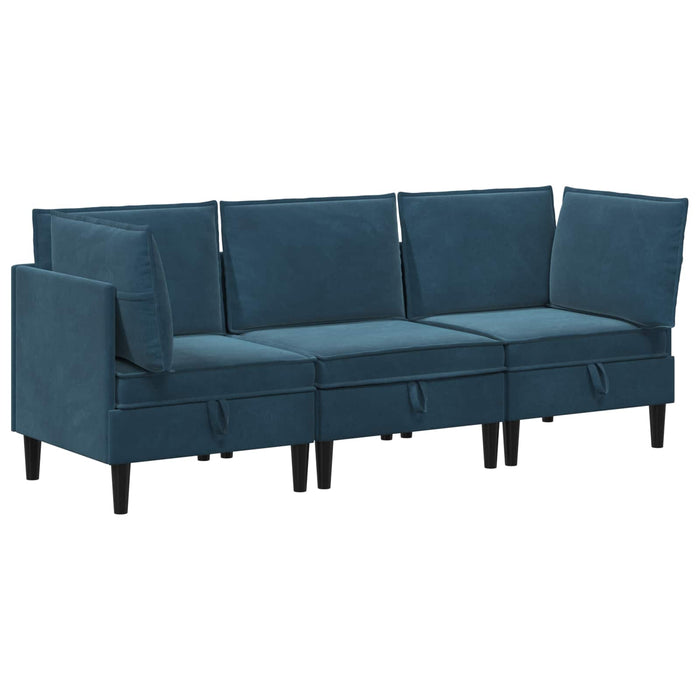 Set de mobilier pentru living cu pernă 3 pcs albastru Catifea WALTI