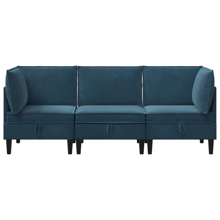 Set de mobilier pentru living cu pernă 3 pcs albastru Catifea WALTI