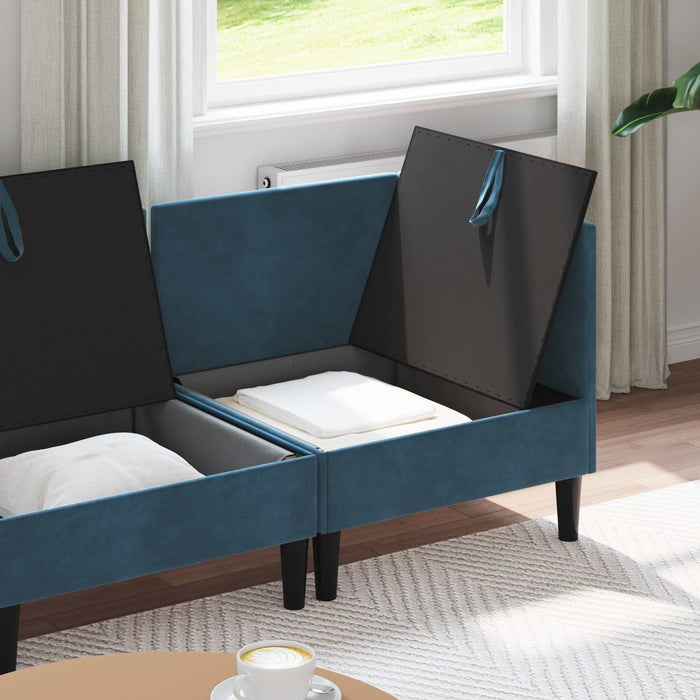 Set de mobilier pentru living cu pernă 4 pcs albastru Catifea WALTI