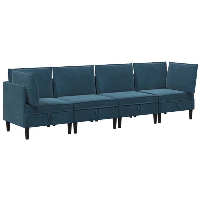 Set de mobilier pentru living cu pernă 4 pcs albastru Catifea WALTI