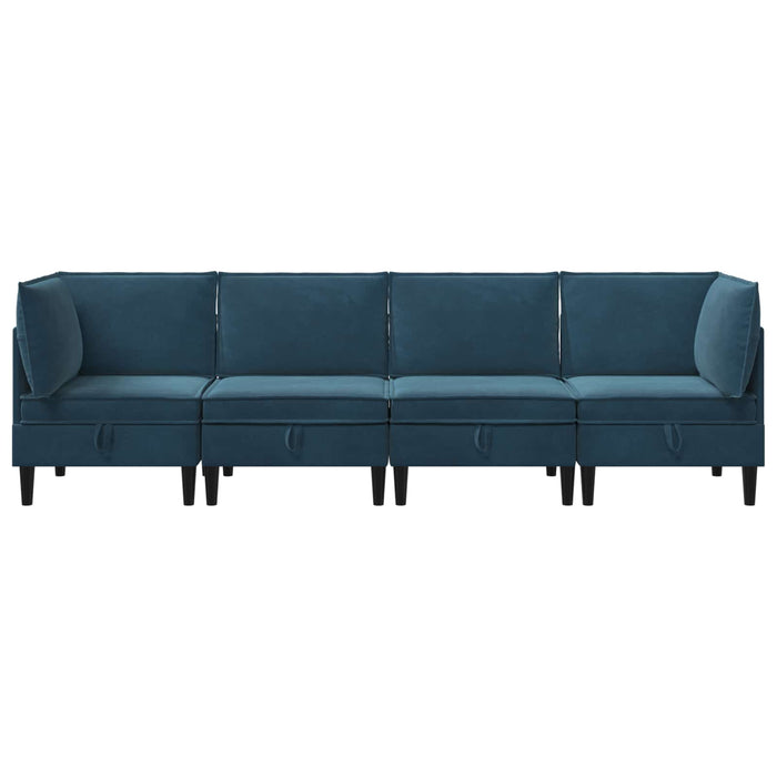 Set de mobilier pentru living cu pernă 4 pcs albastru Catifea WALTI