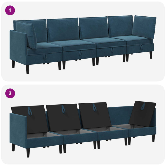 Set de mobilier pentru living cu pernă 4 pcs albastru Catifea WALTI